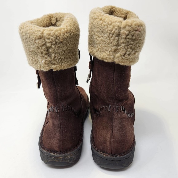 Minnetonka Brown Suede leather Winter Boots Womens 7 Faux Fur Lined Mid Calf - Picture 8 of 10